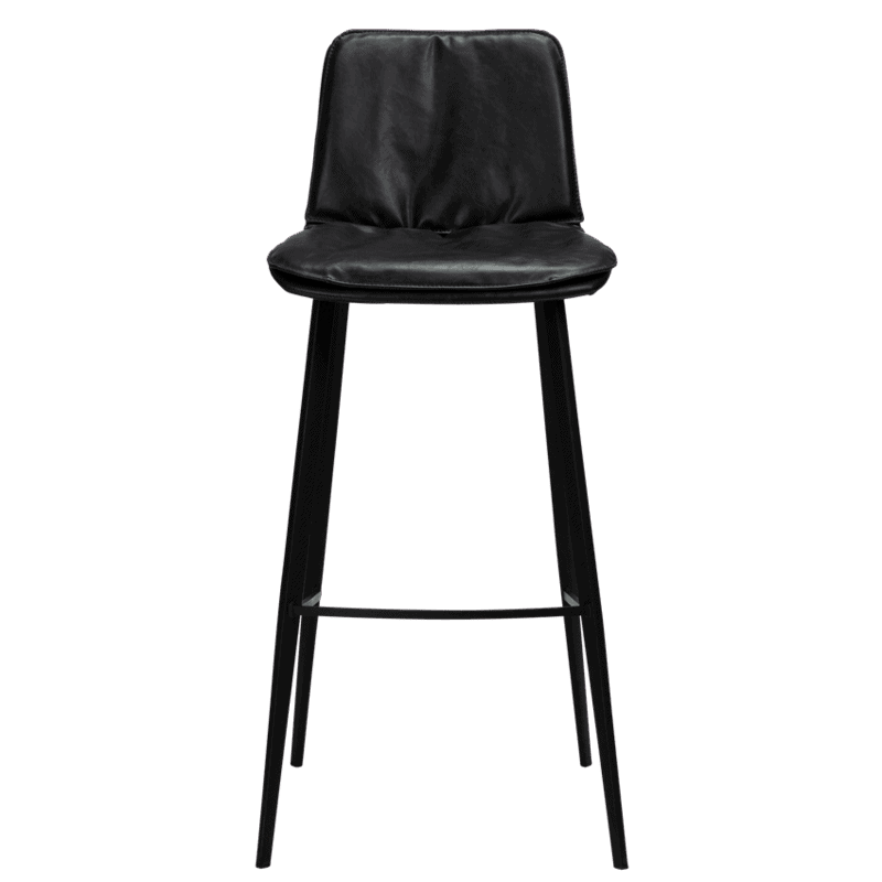 black leather chair and stool