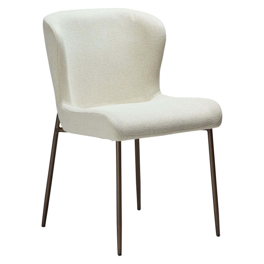 Chair “Glam” | Bone white bouclé | Antique brass legs